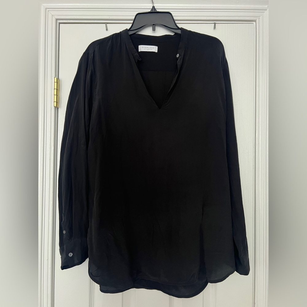 Everlane Black Silk Tunic Top
